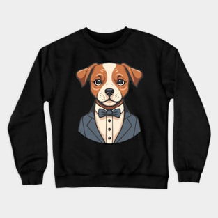 Cute Dog Wearing Suit Crewneck Sweatshirt